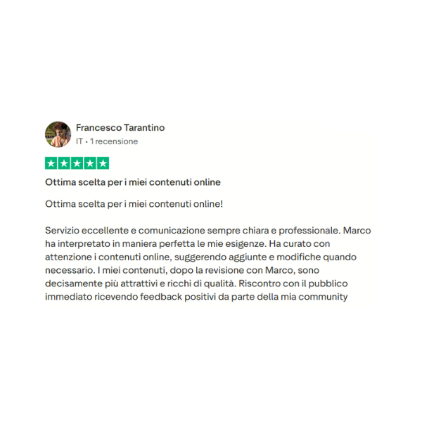 recensione 5 stelle trustpilot